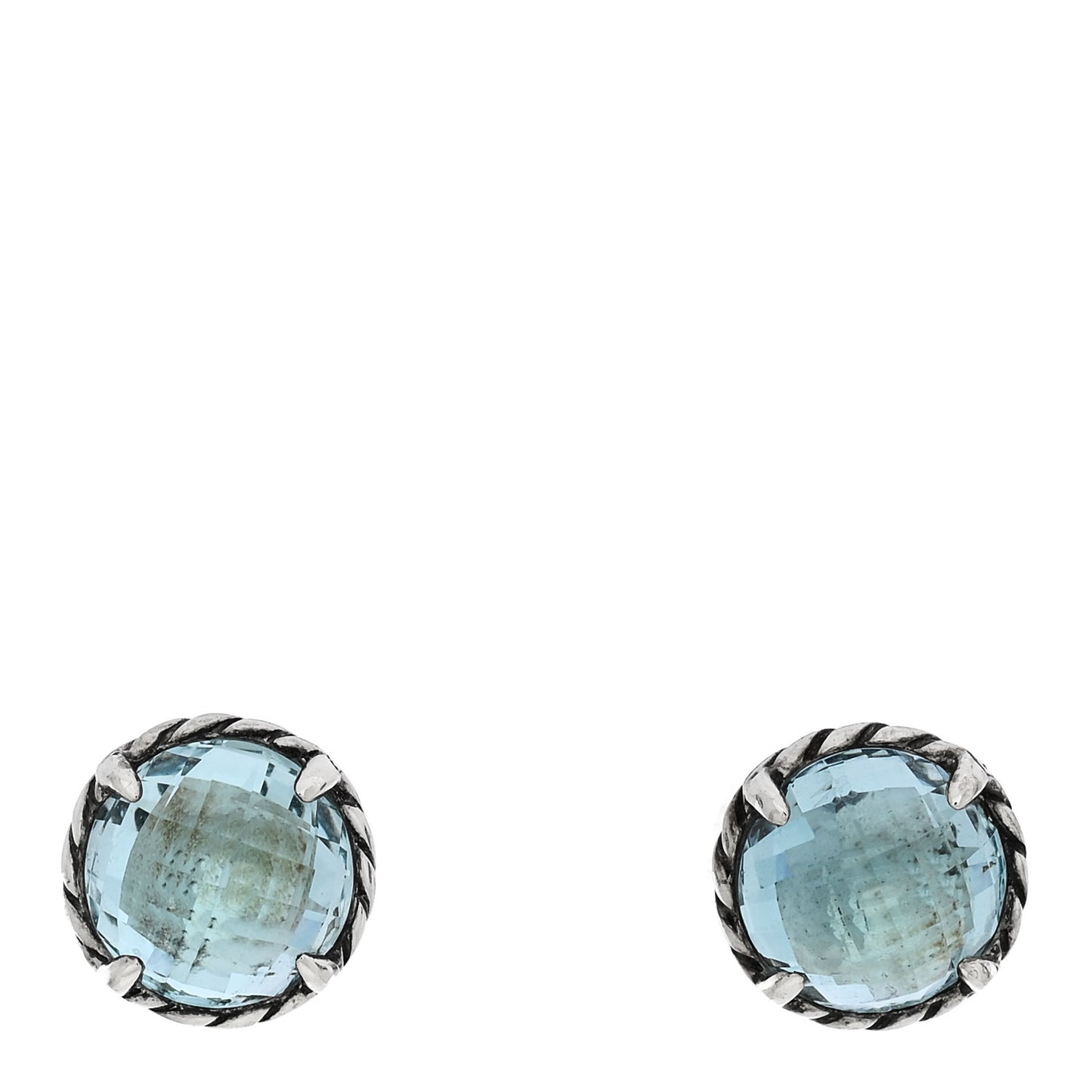 Sterling Silver Blue Topaz 8mm Chatelaine Earrings