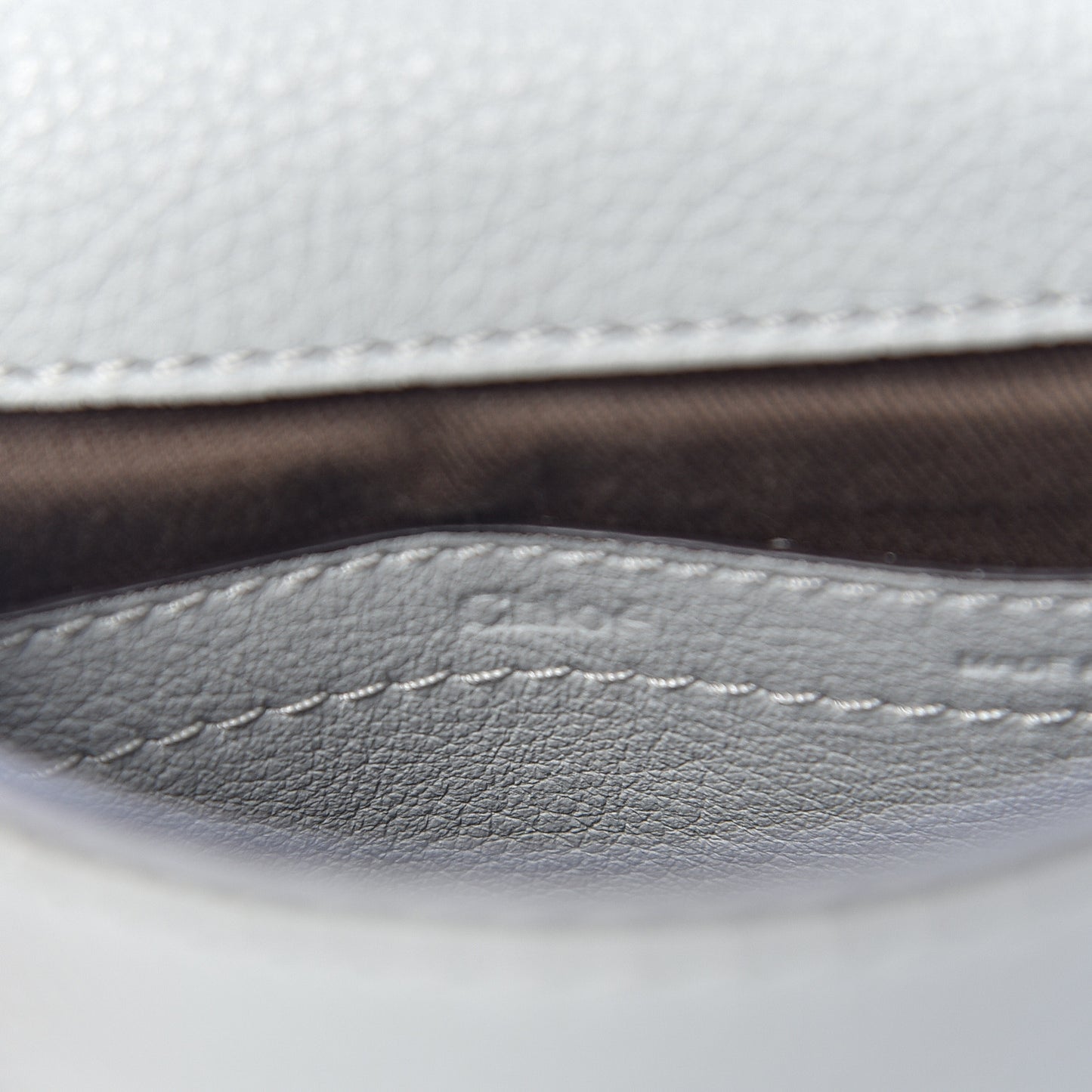 Calfskin Mini Marcie Round Crossbody Bag Airy Grey