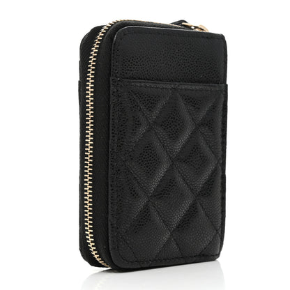 Chanel Caviar Quilted Zip Card Holder Black 3 of 8
