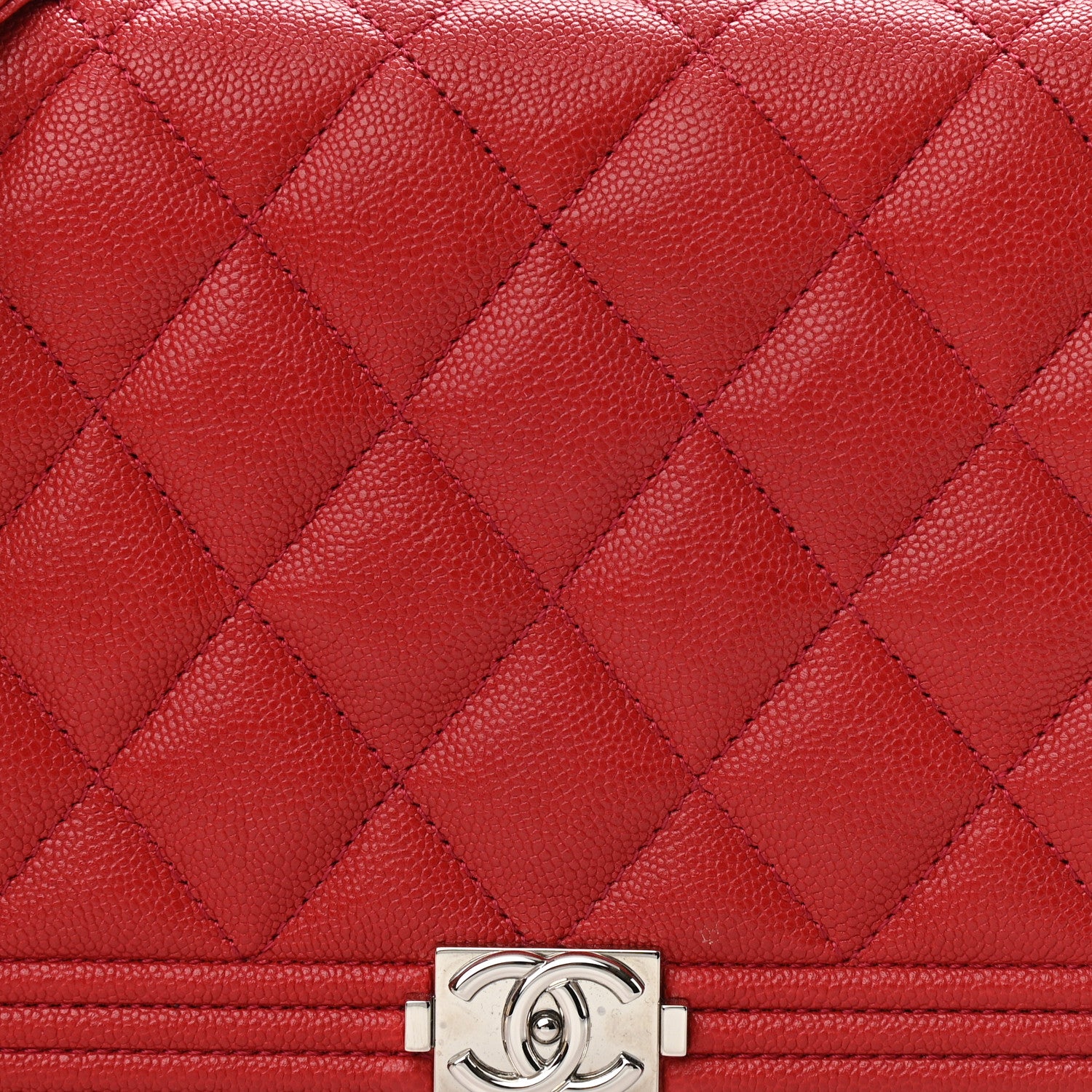 Chanel Caviar Quilted Boy Wallet On Chain WOC Red 9 of 13