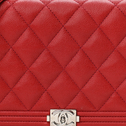 Chanel Caviar Quilted Boy Wallet On Chain WOC Red 9 of 13