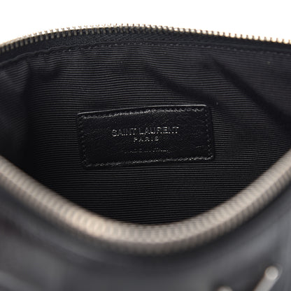 Saint Laurent Calfskin Crocodile Embossed Monogram Zip Pouch Black 5 of 8