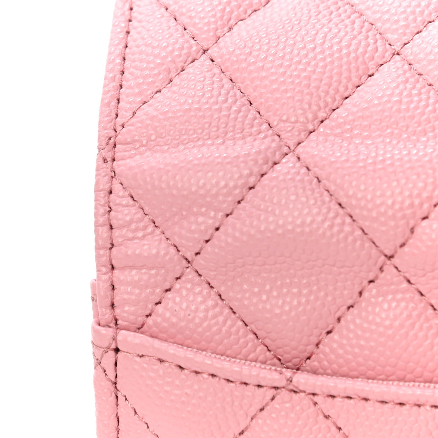 Caviar Quilted Flap Card Holder Wallet Light Pink