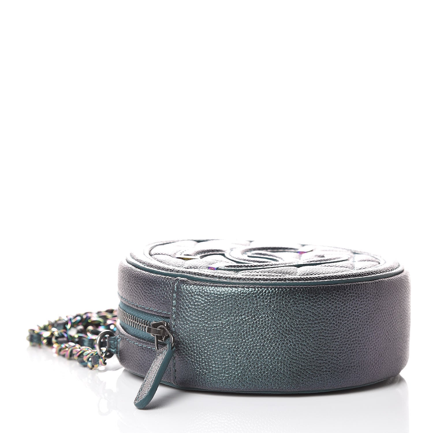 Chanel Iridescent Caviar Quilted Round Filigree Crossbody Dark Turquoise 4 of 8