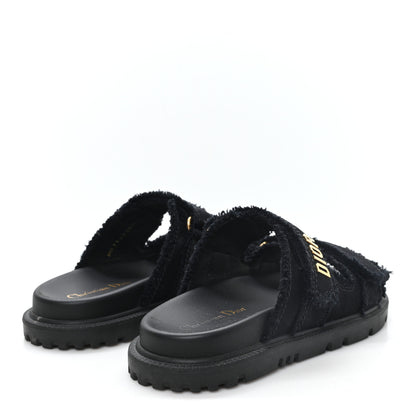 Christian Dior Woven Raffia Jute Dioract 10mm Sandals 38.5 Black 5 of 10