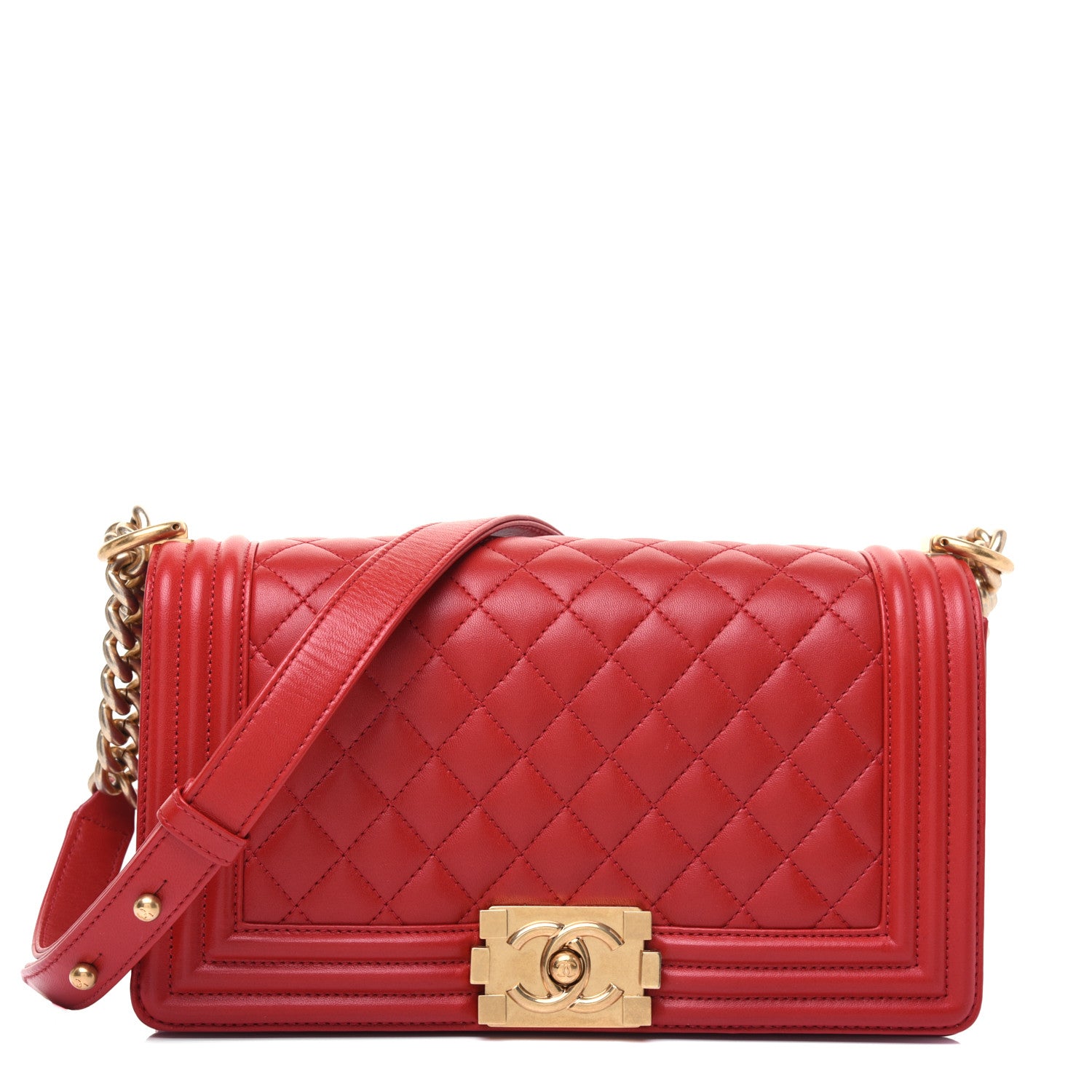 Chanel Lambskin Quilted Medium Boy Flap Red 1 of 17