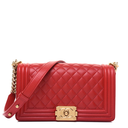 Chanel Lambskin Quilted Medium Boy Flap Red 1 of 17