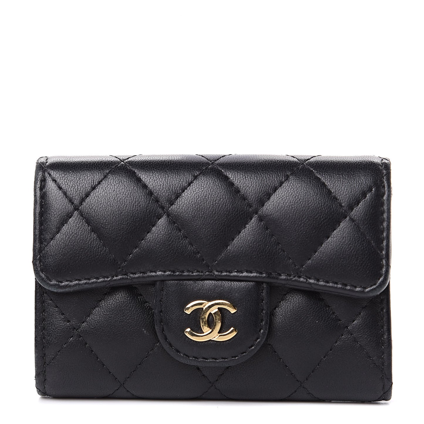 Lambskin Quilted 4 Key Holder Black