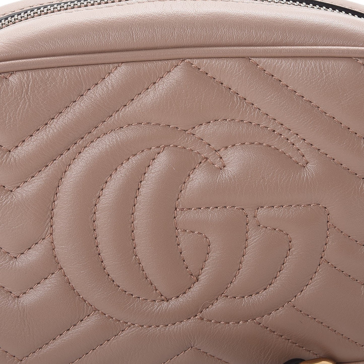 Calfskin Matelasse Mini GG Marmont Chain Shoulder Bag Nude