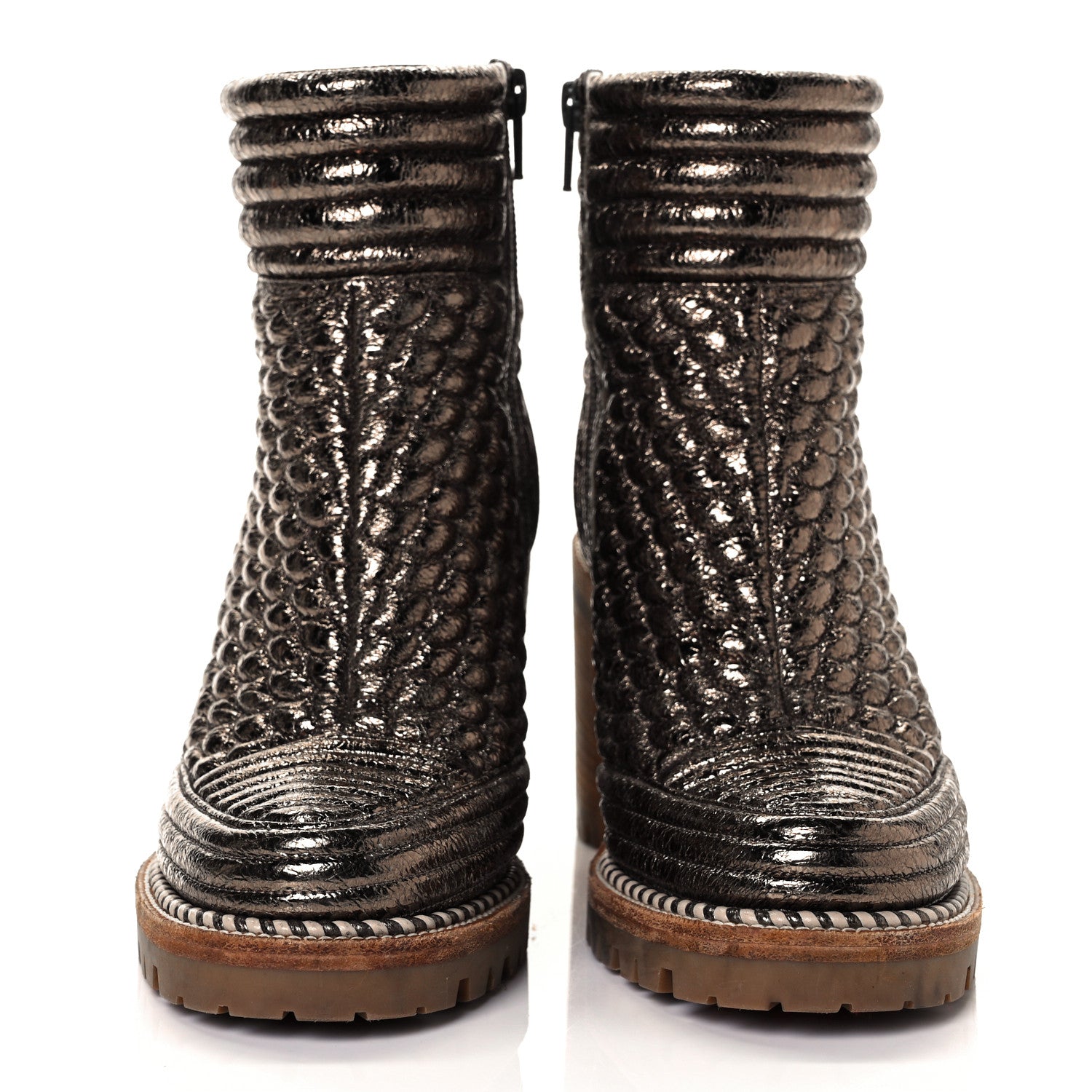 Christian Louboutin Metallic Crinkled Calfskin Red Sole Boot 36 Bronze 2 of 7