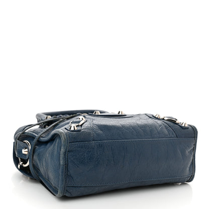 Balenciaga Agneau Classic Silver Hardware Mini City Bleu Profond 4 of 12