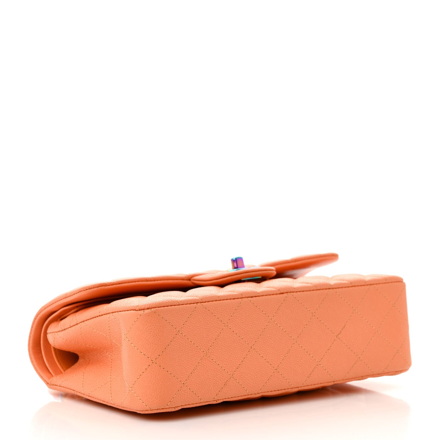 Chanel Caviar Quilted Rainbow CC Small Double Flap Orange 4 of 13