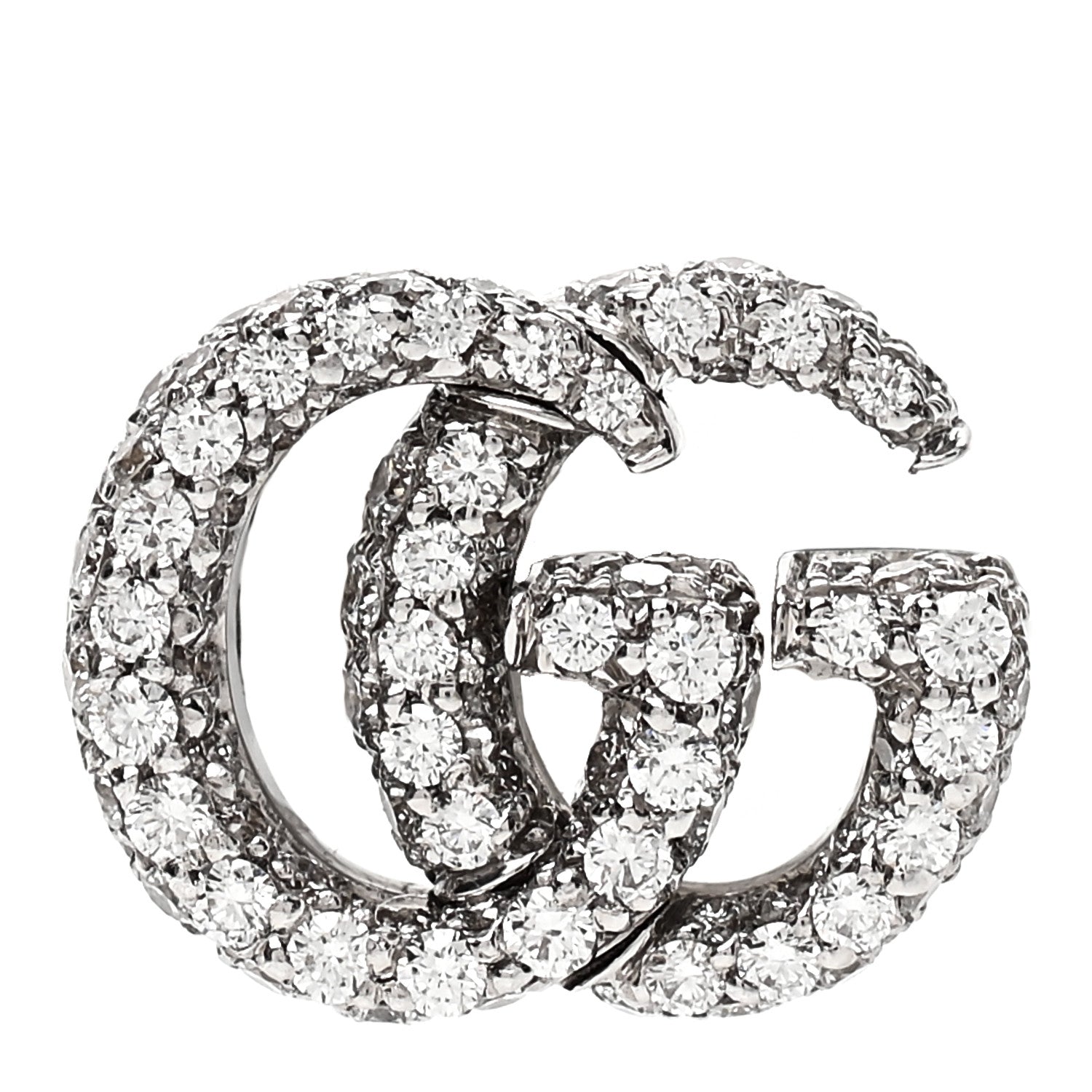 Gucci 18K White Gold Diamond Running G Ear Cuff Earring 1 of 4