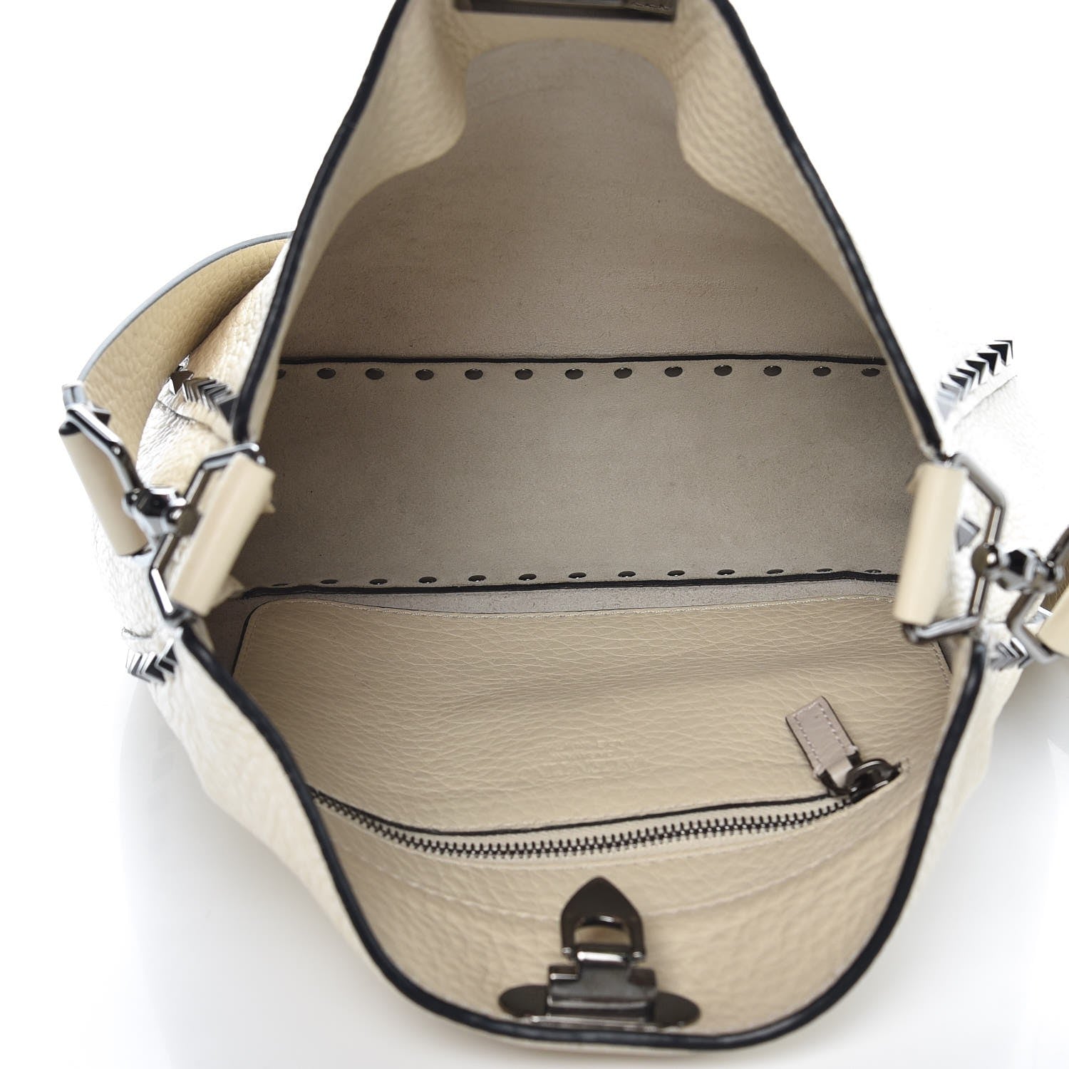 Valentino Garavani Pebbled Calfskin Small Rockstud Flip-Lock Messenger Bag Light Ivory 5 of 10
