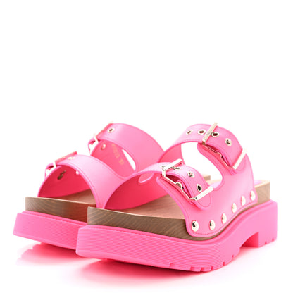 Christian Dior Calfskin Diorquake Slide Sandals Fuchsia Flu 37 3 of 9