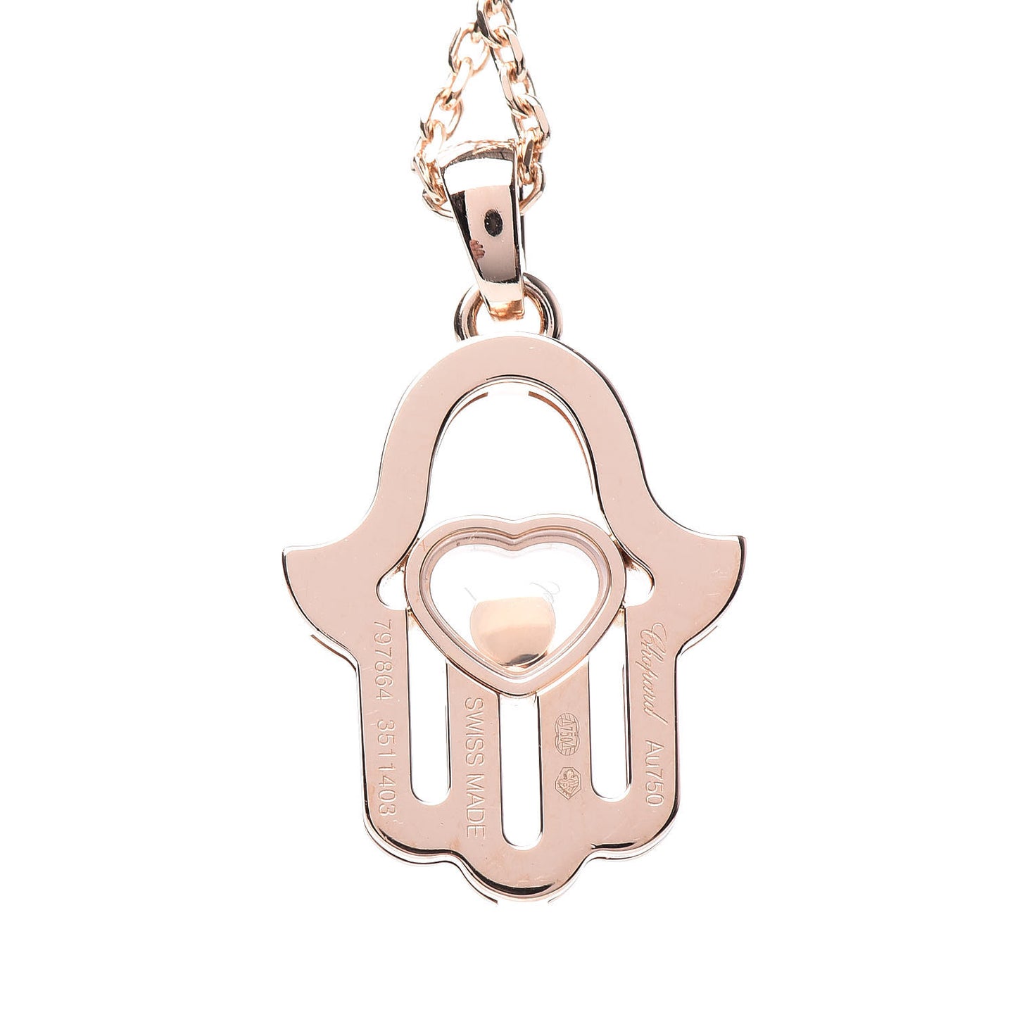 18K Rose Gold Diamond Happy Diamonds Hamsa Pendant Necklace