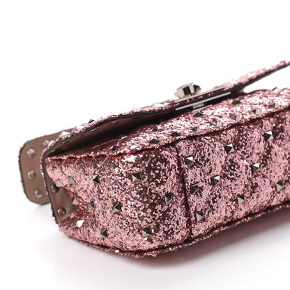 Valentino Garavani Glitter Mini Rockstud Spike Shoulder Bag Antique Pink 6 of 9