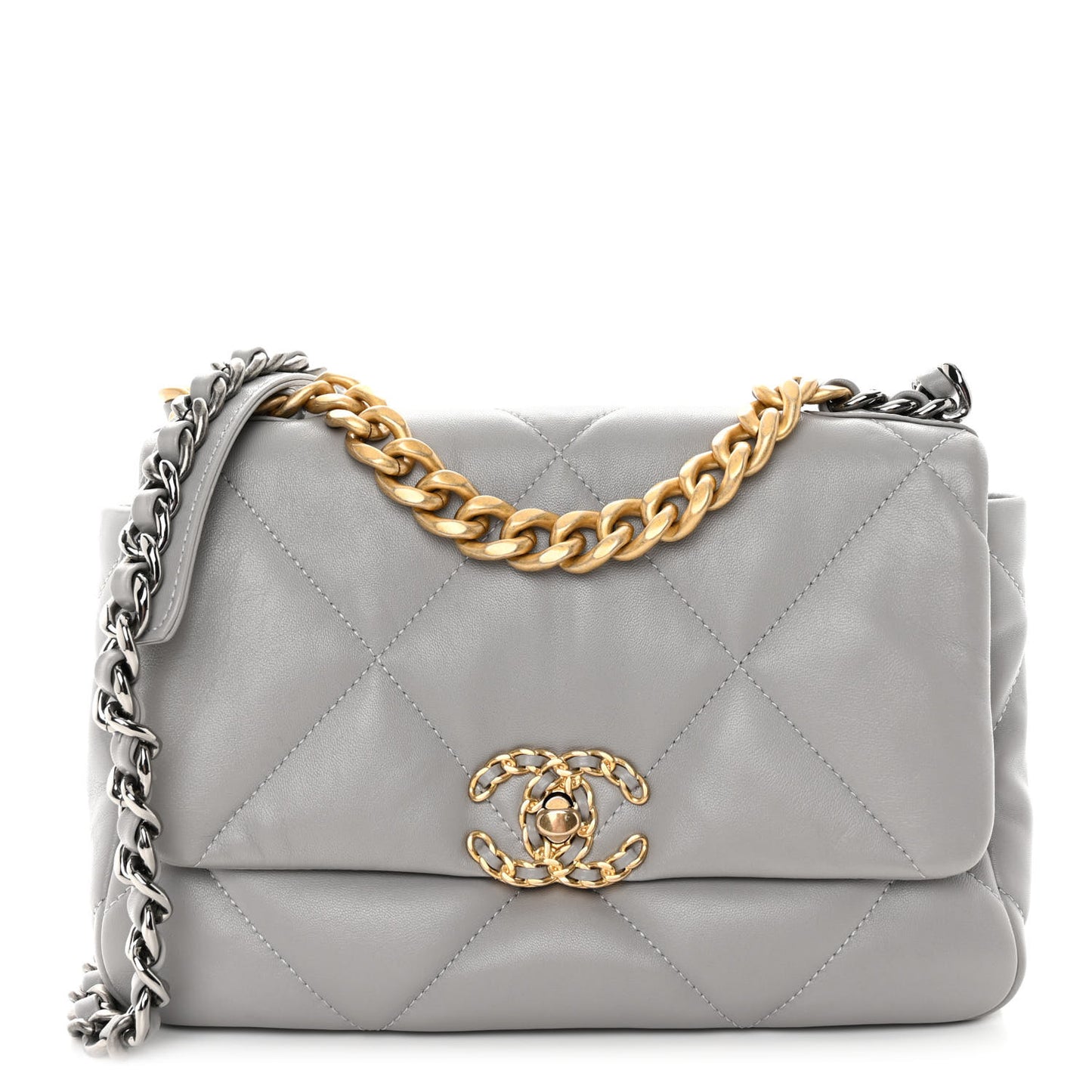 Lambskin Quilted Medium Chanel 19 Flap Grey