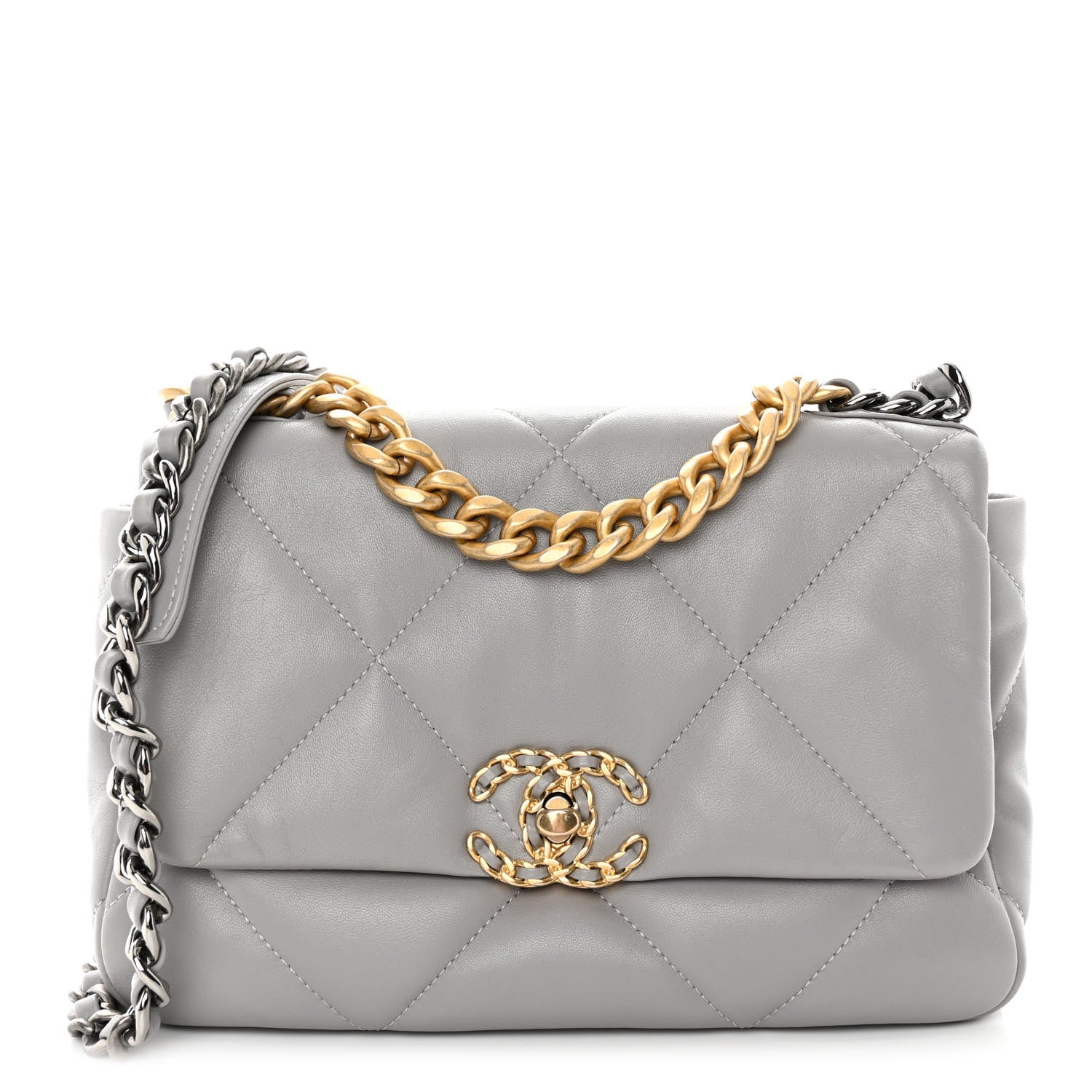 Chanel Lambskin Quilted Medium Chanel 19 Flap Grey 1 of 10