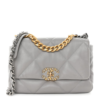 Chanel Lambskin Quilted Medium Chanel 19 Flap Grey 1 of 10