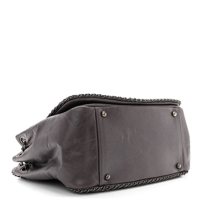 Chanel Calfskin Quilted Large CC Enchained Accordion Flap Grey 4 of 10