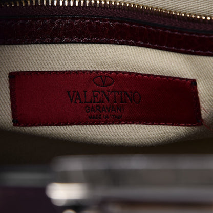 Valentino Garavani Textured Calfskin Rockstud Double Handle Tote Wine 7 of 8
