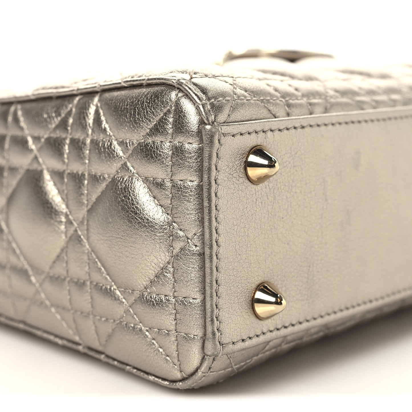 Metallic Lambskin Cannage Small My ABCDior Lady Dior Gold