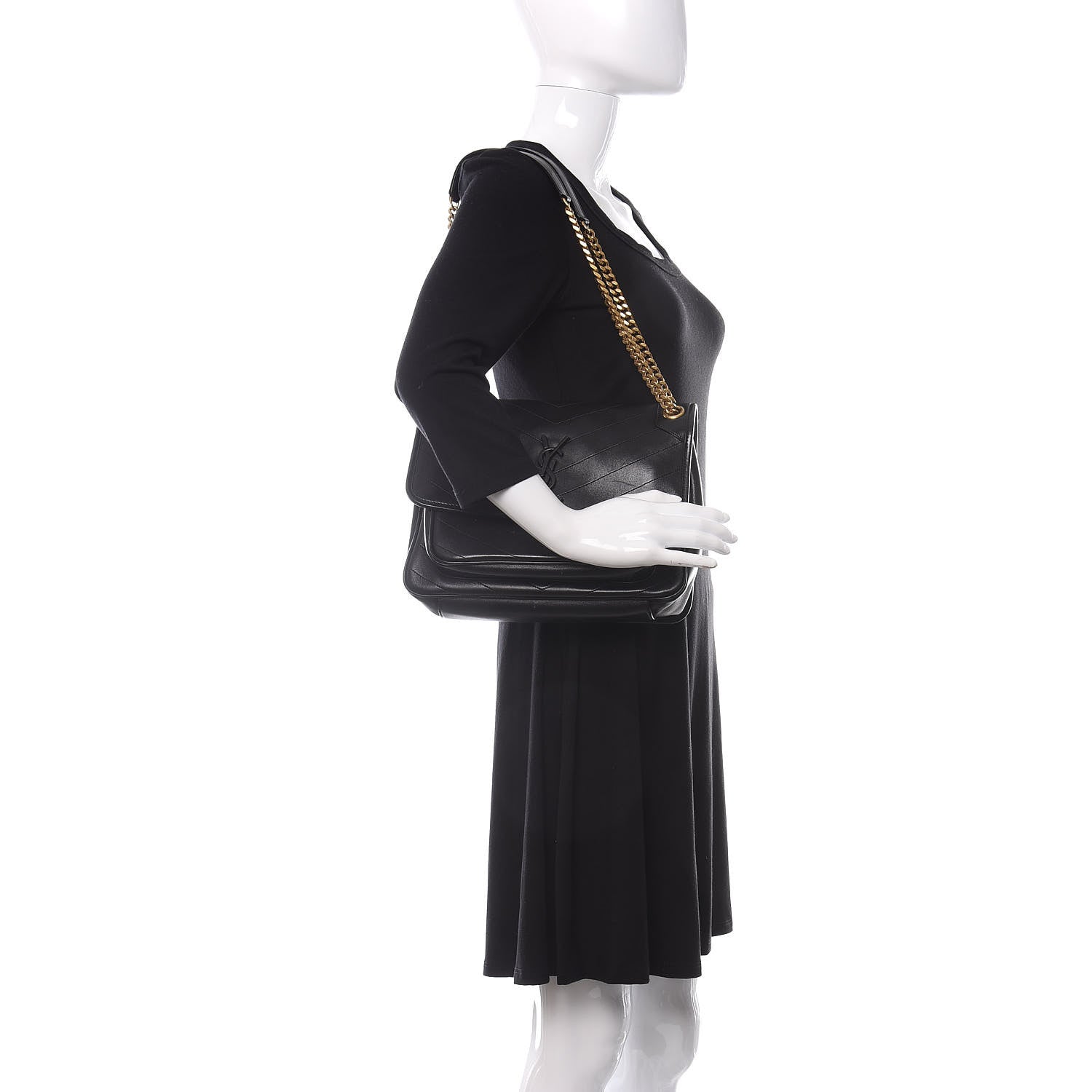 Saint Laurent Lambskin Matelasse Monogram Medium Niki Chain Satchel Black 2 of 12