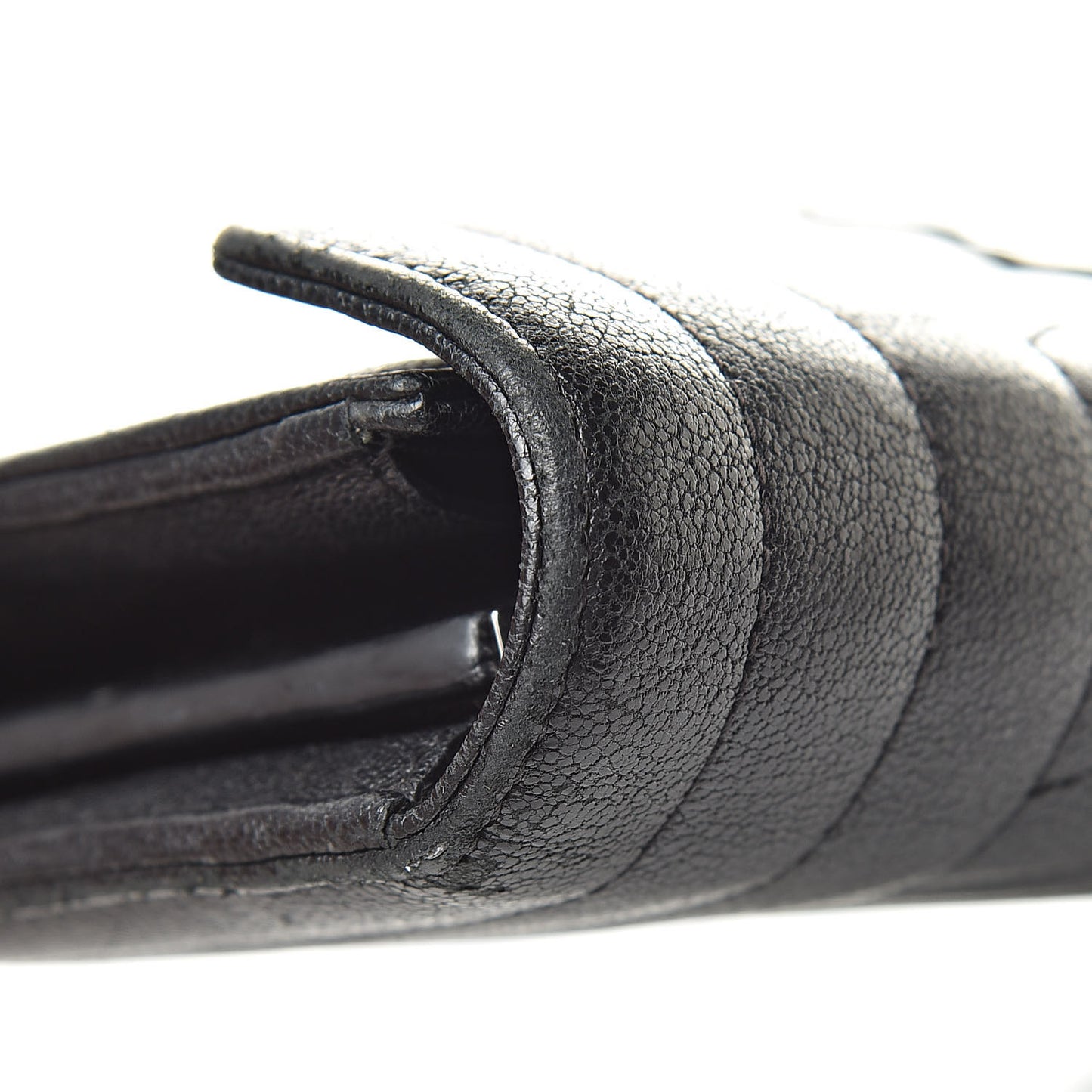 Lambskin Mixed Matelasse Quilted Large Monogram Envelope Wallet Black