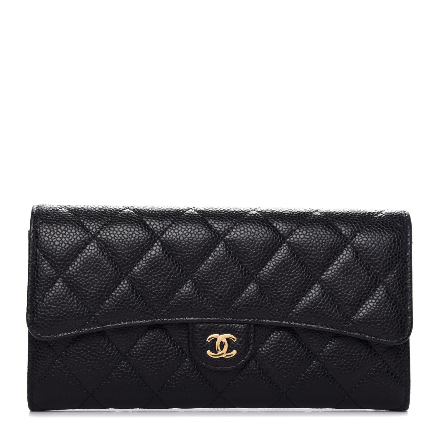 Chanel Caviar Quilted Large Gusset Flap Wallet Black 1 of 9