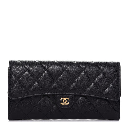 Chanel Caviar Quilted Large Gusset Flap Wallet Black 1 of 9