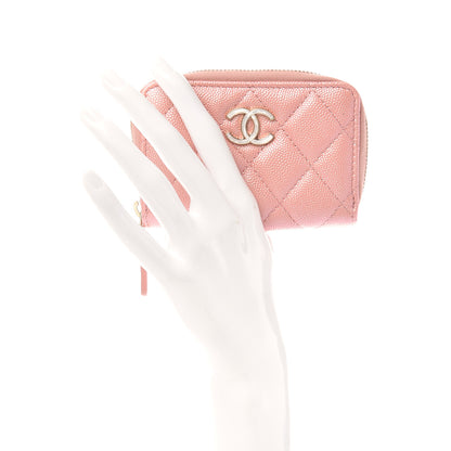 Chanel Iridescent Caviar Quilted Zip Coin Purse Pink 2 of 8