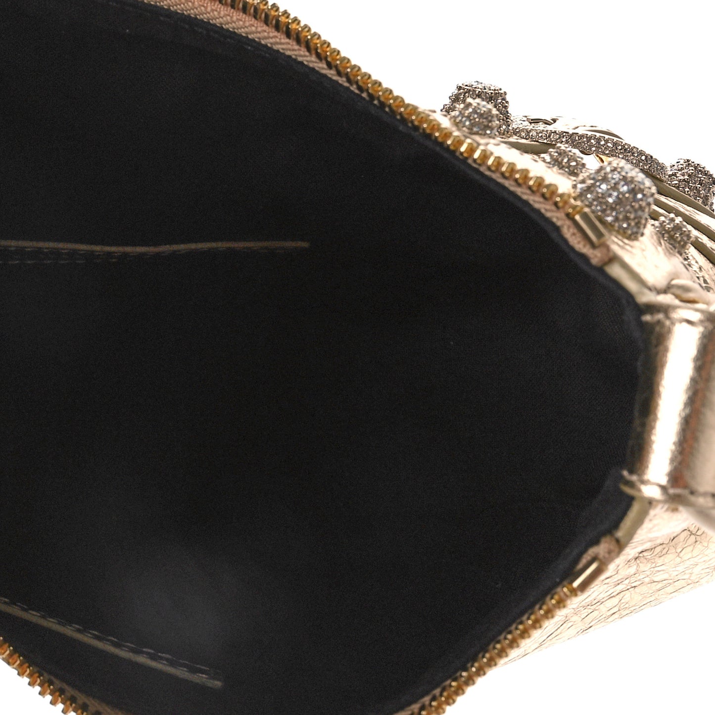 Metallic Agneau Arena Crystal Le Cagole Shoulder Bag XS Light Gold