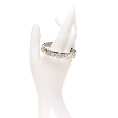 Louis Vuitton Brass Palladium Plated Nanogram Cuff S Silver 2 of 6