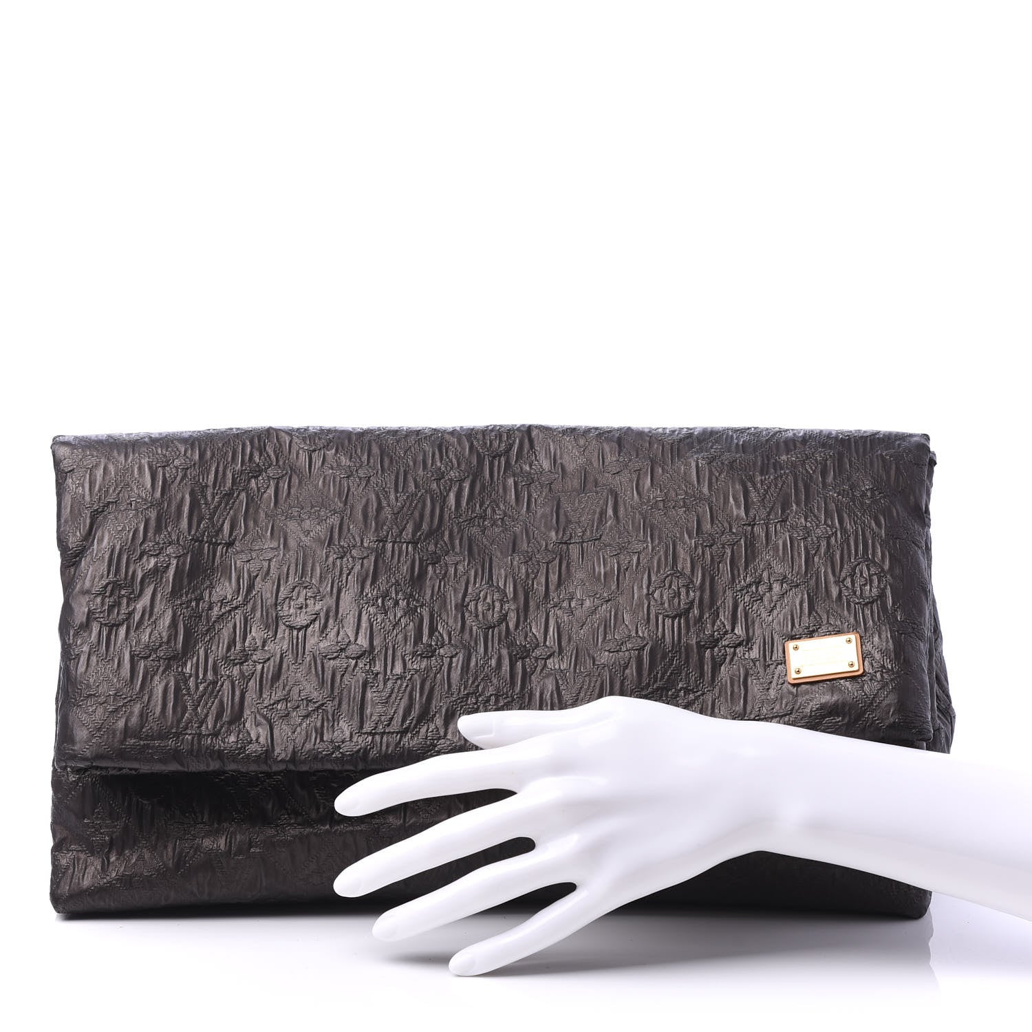 Louis Vuitton Jacquard Quilted Monogram Limelight Clutch GM Black 2 of 10