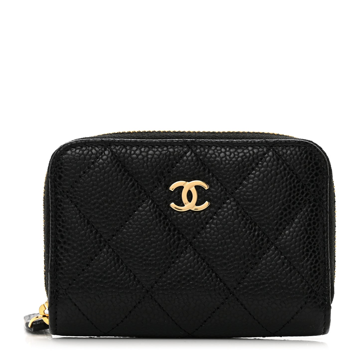 Caviar Quilted Classic Zipped Coin Purse Black