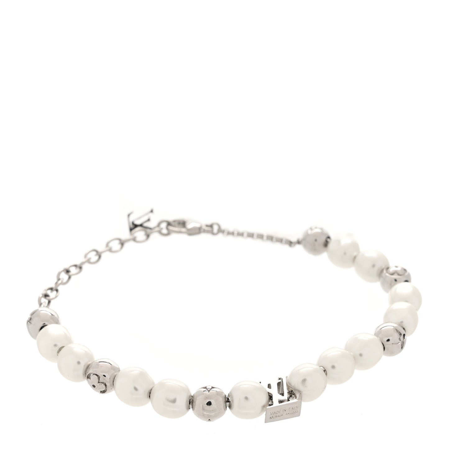 Monogram Pearl Bracelet Silver