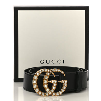 Gucci Moon Calfskin Pearl Double G 40mm Belt 85 34 Black Cream 6 of 6