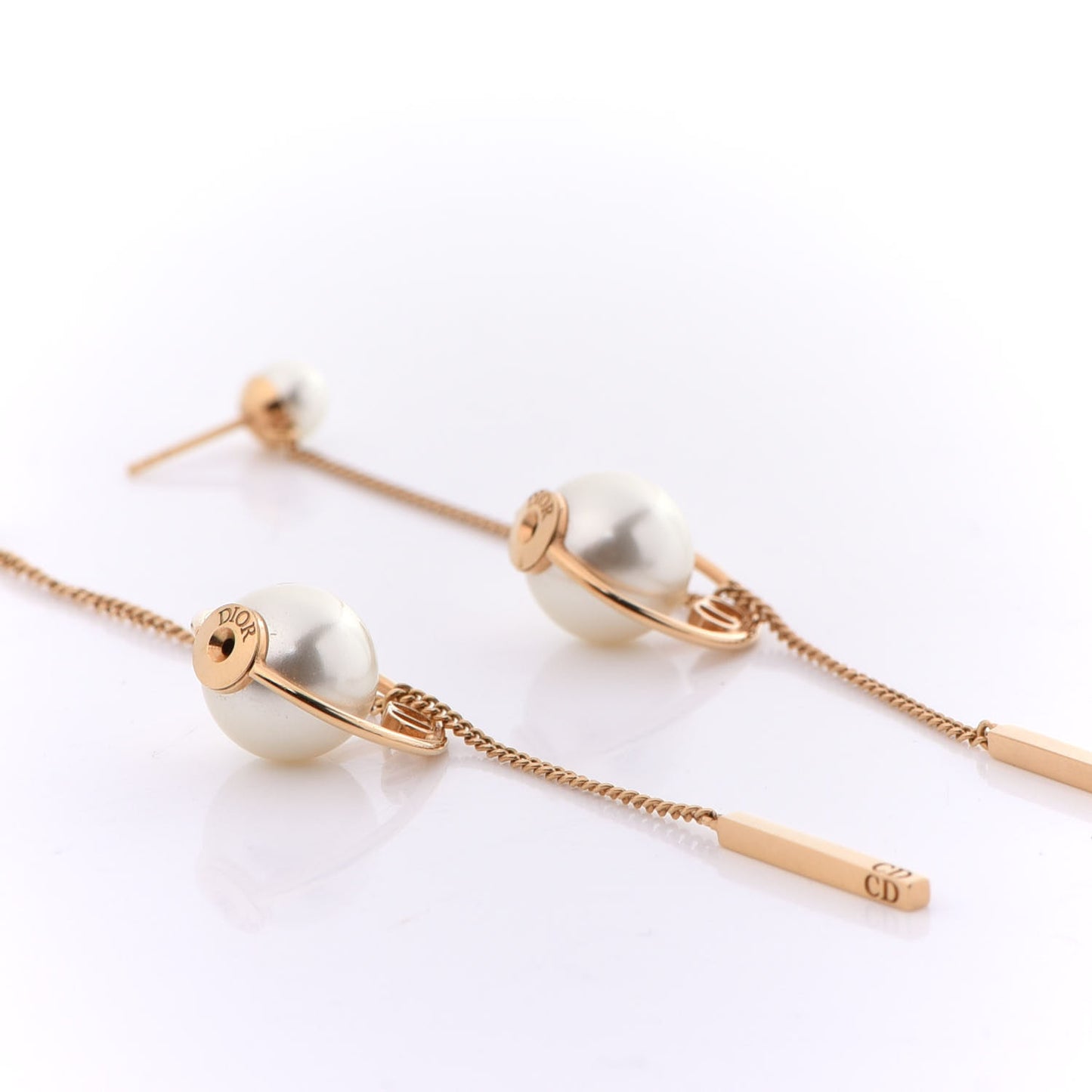 Pearl Tribales Dangle Chain Earrings Gold