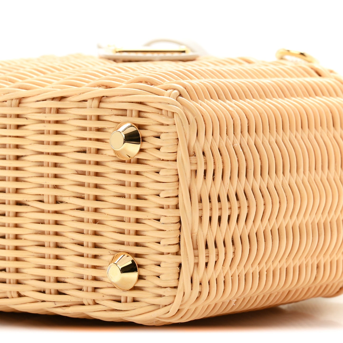 Wicker Canvas Mini Tote Naturale White