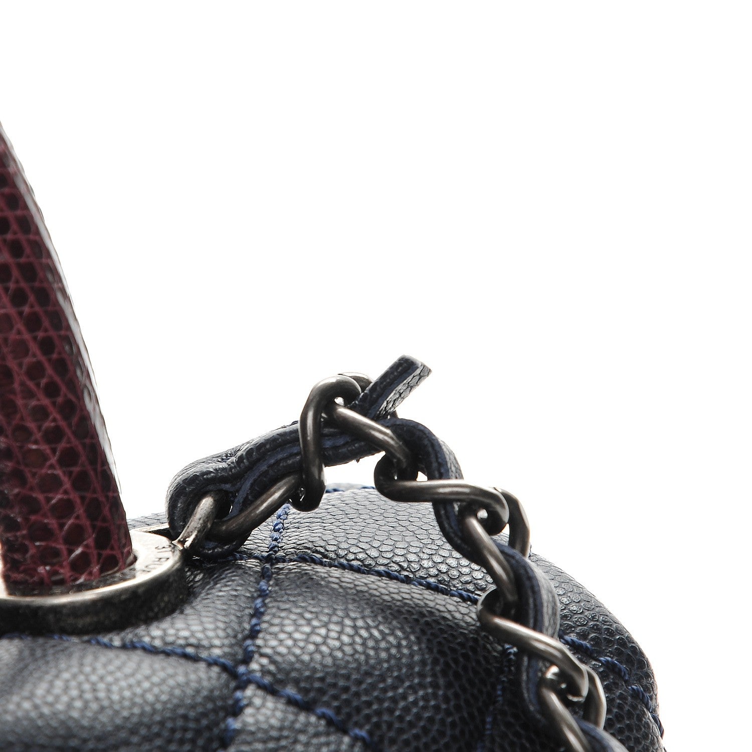 Chanel Caviar Lizard Quilted Small Coco Handle Flap Navy 8 of 9