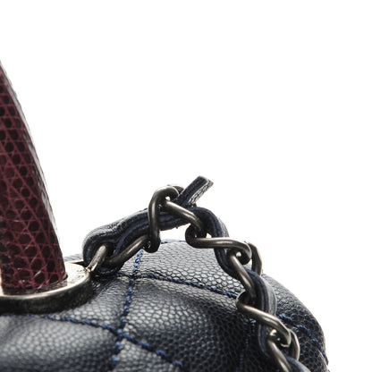 Chanel Caviar Lizard Quilted Small Coco Handle Flap Navy 8 of 9