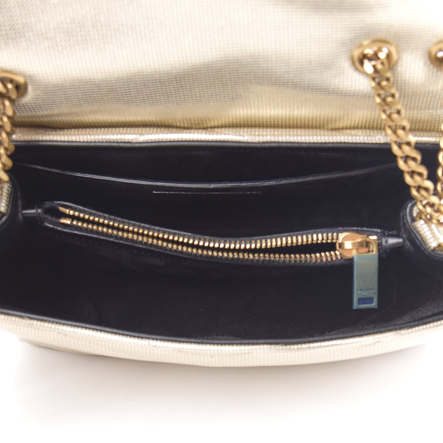 Saint Laurent Metallic Calfskin Y Quilted Small Loulou Monogram Chain Satchel Platino 5 of 12