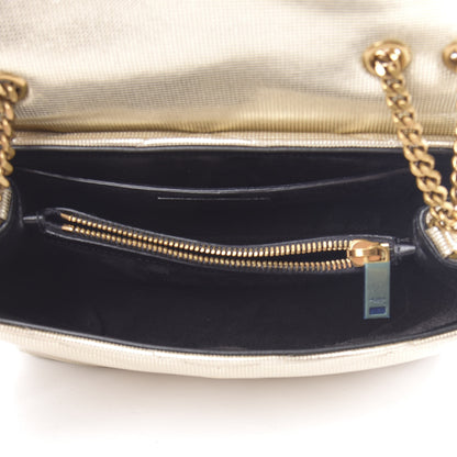 Saint Laurent Metallic Calfskin Y Quilted Small Loulou Monogram Chain Satchel Platino 5 of 12