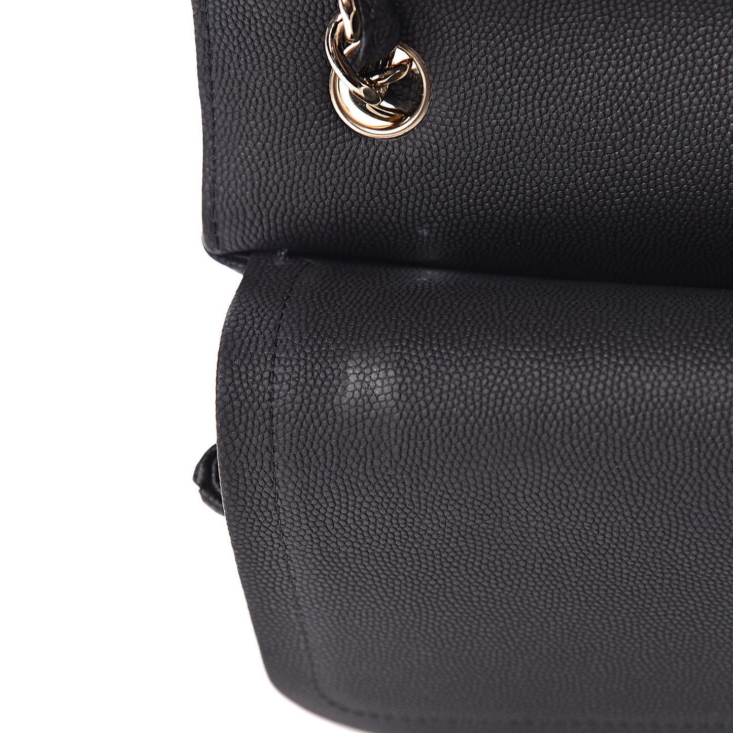 Caviar Chevron Quilted Jumbo Double Flap Black