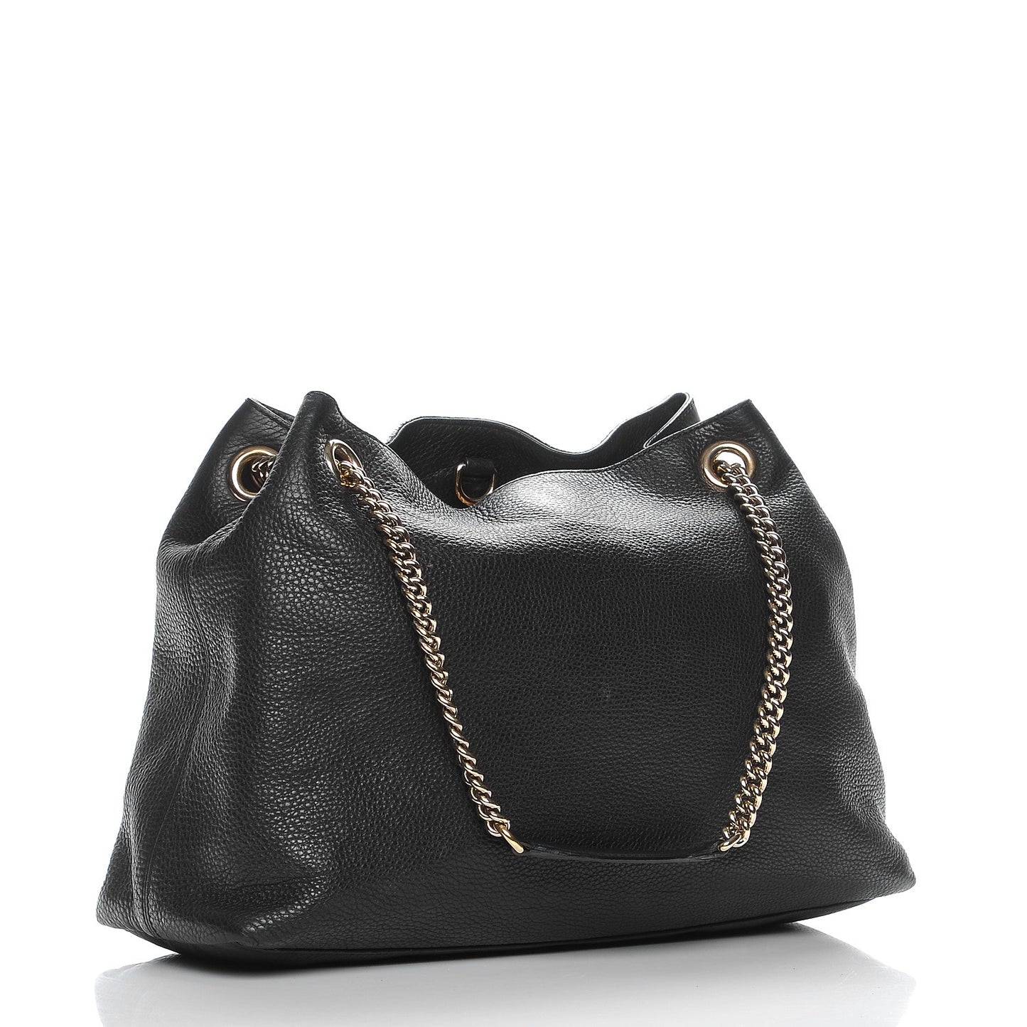 Pebbled Calfskin Medium Soho Chain Shoulder Bag Black