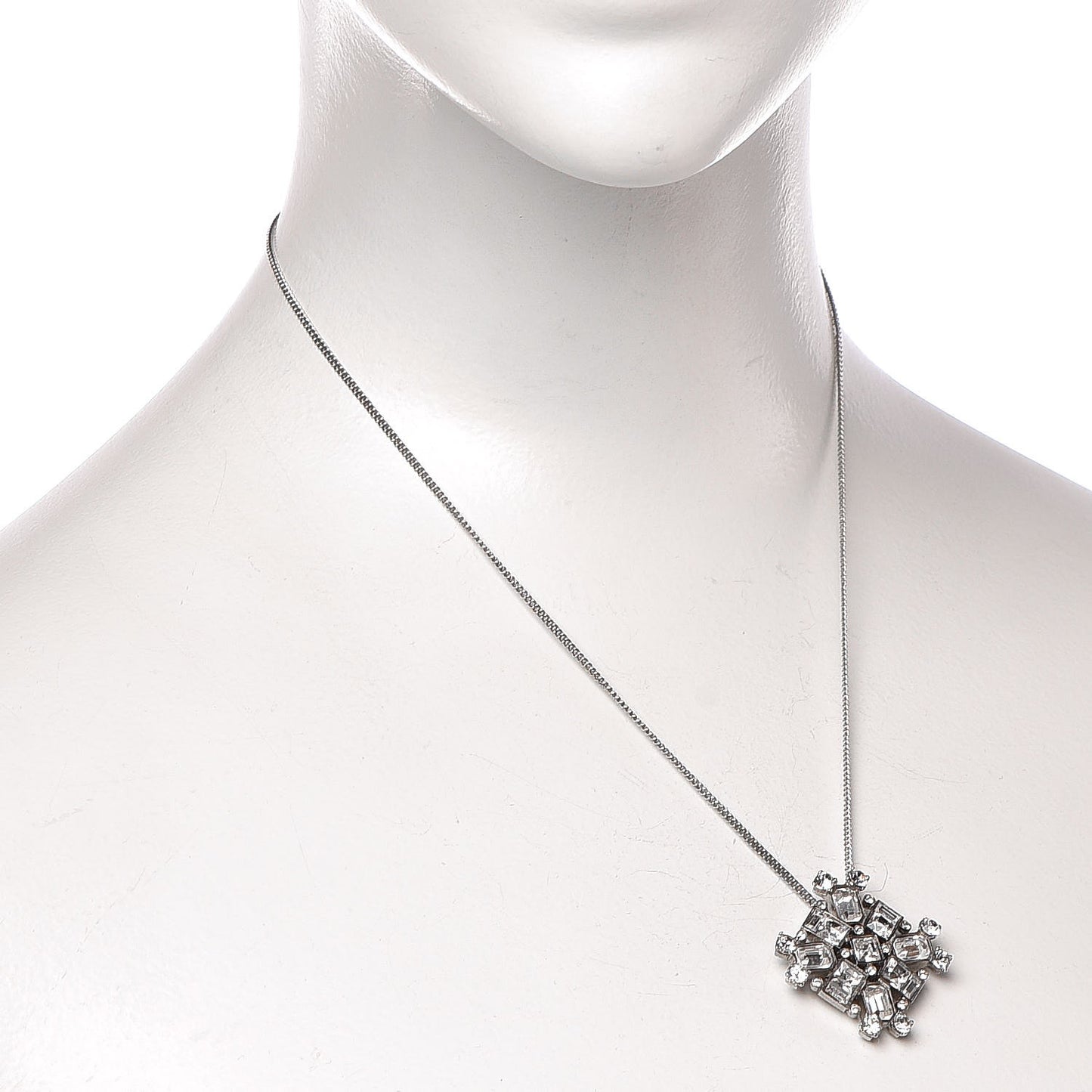 Crystal Baguette Necklace Silver