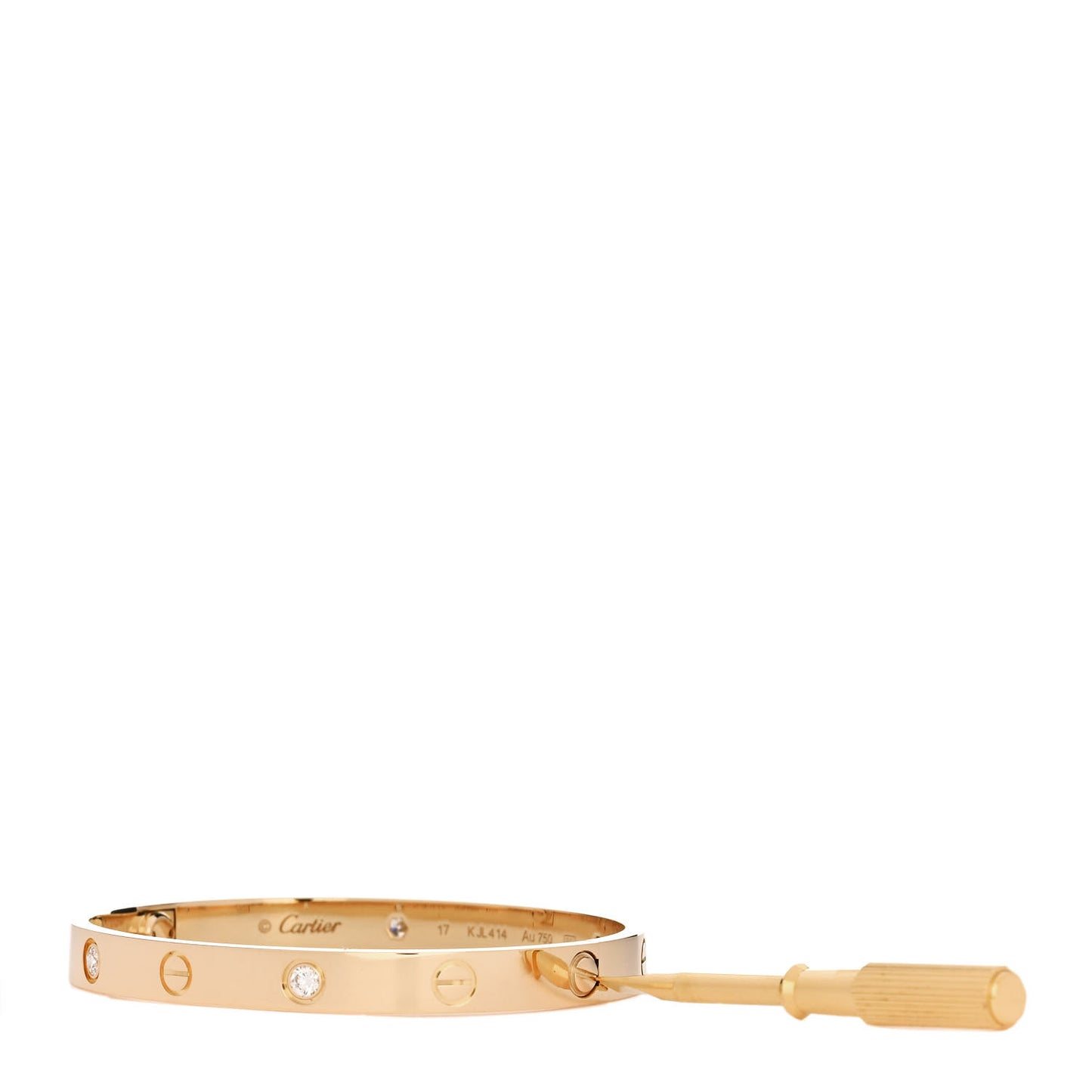 18K Yellow Gold 4 Diamond LOVE Bracelet 17