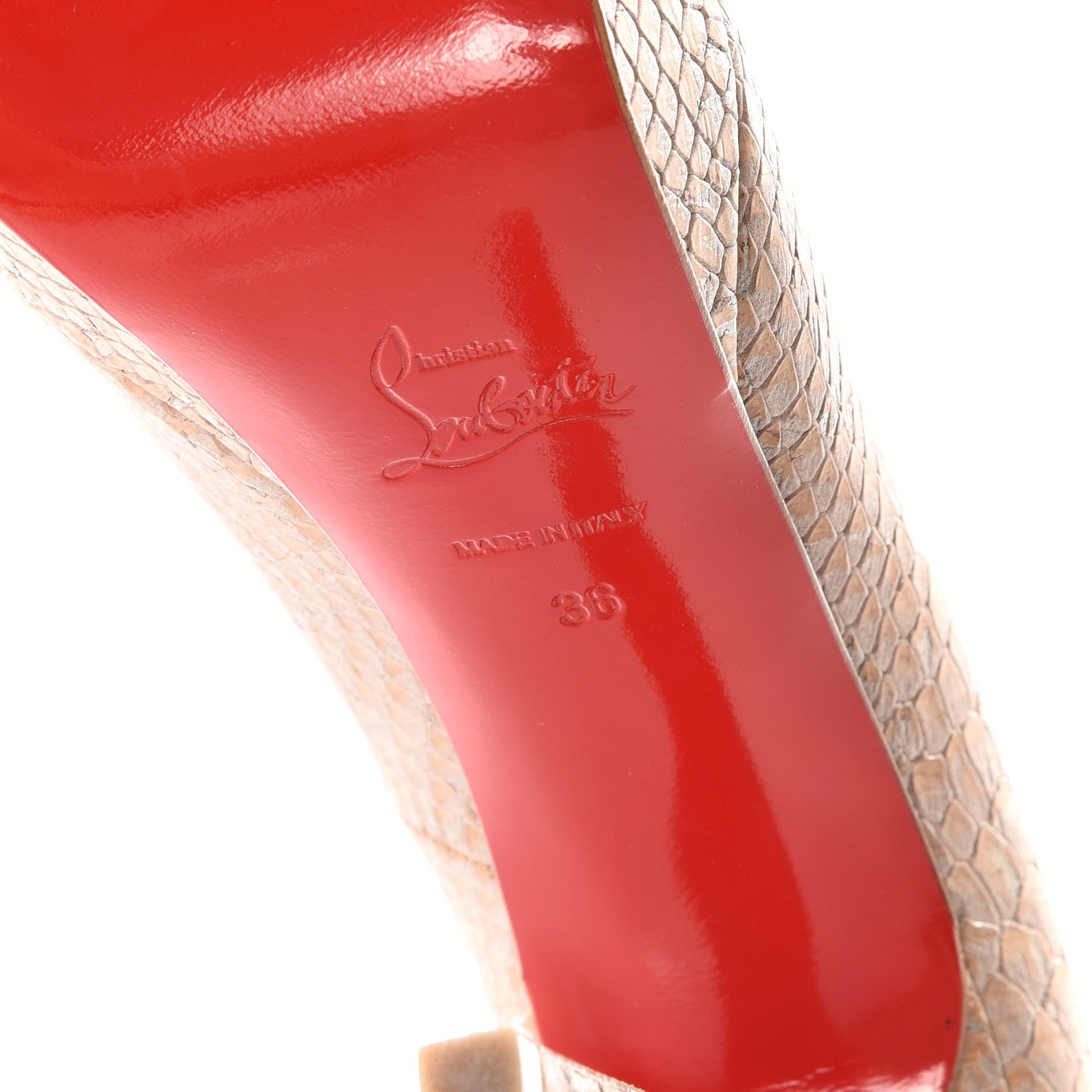 Christian Louboutin Cork Snake Print Bianca 140 Pumps 36 Beige 6 of 7