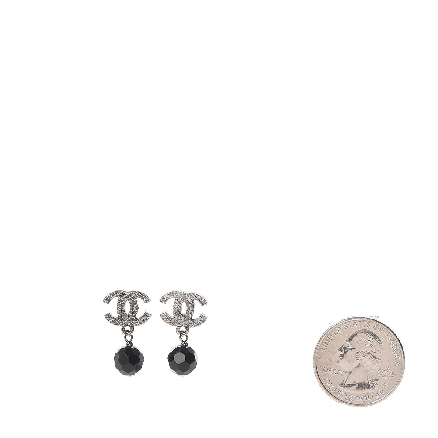 Ruthenium Bead CC Drop Earrings Black